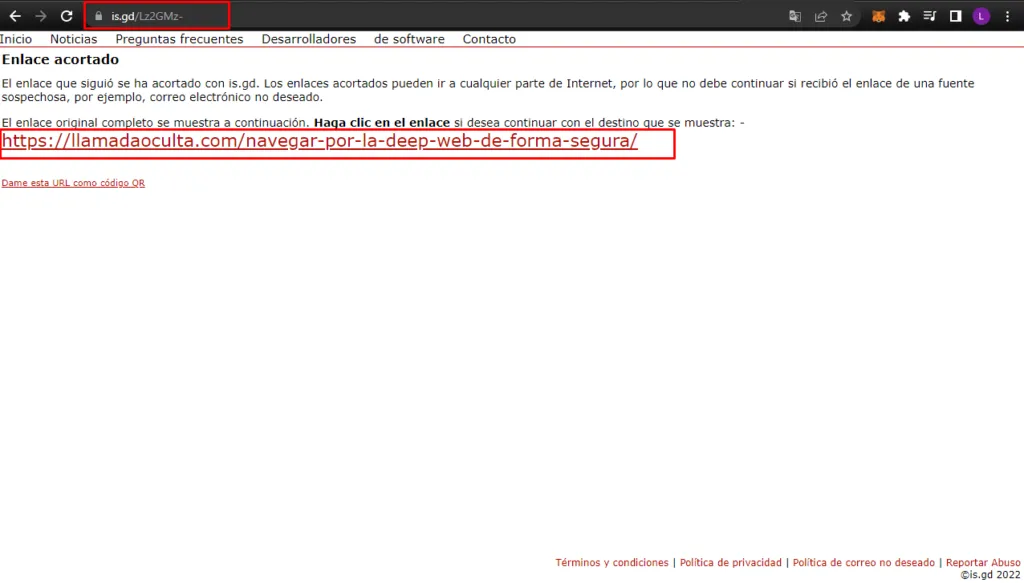 Previsualización en is.gd