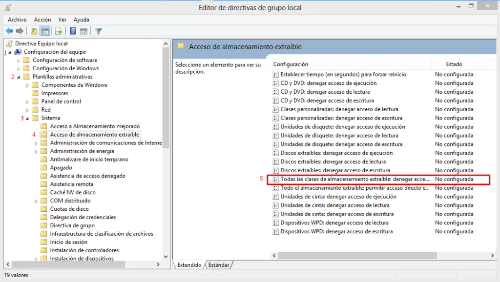 Bloquear los puertos usb desde gpedit.msc