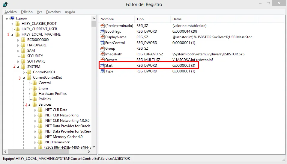 Cómo bloquear los puertos USB en el editor de registro