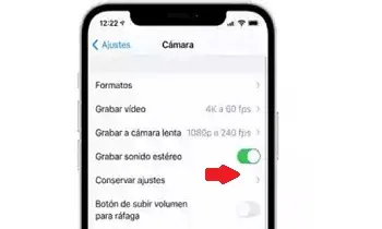 Conservar Ajustes de la Cámara