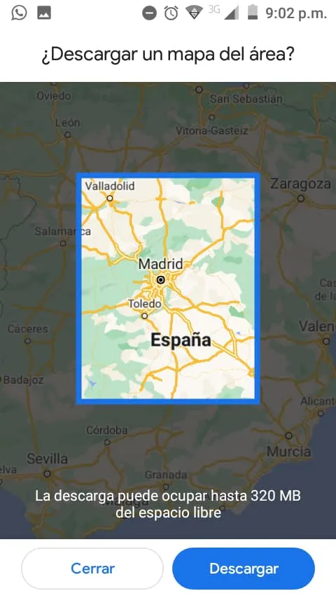 Ejemplo de un mapa descargado de Google Maps