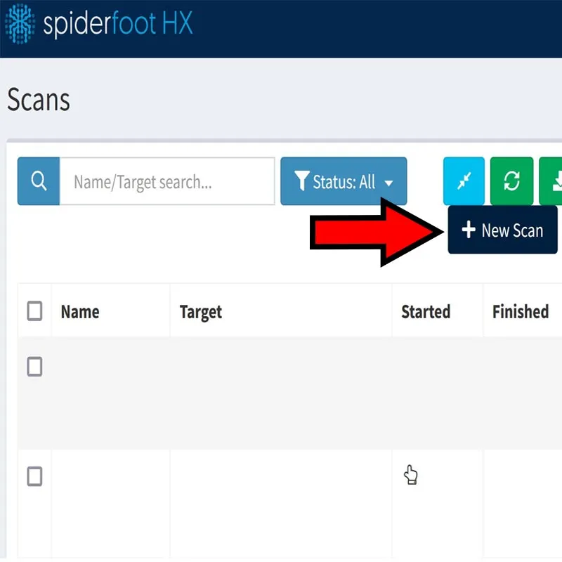 Botón “New Scan” de SpiderFoot.