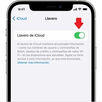 Activar la función Llavero iCloud