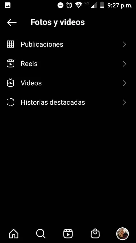 Historial de fotos y videos