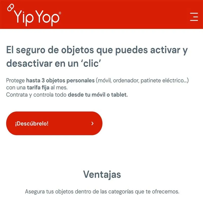 Página de inicio de Yip Yop.