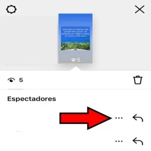 Icono de los tres puntos en el menú de “Espectadores” de Instagram.