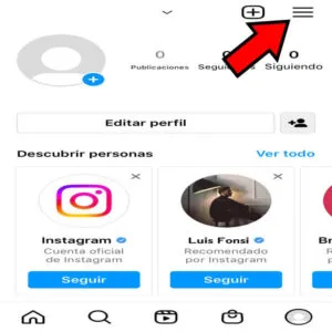 Icono del menú de hamburguesa de Instagram.