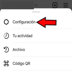 Apartado “Configuración” de Instagram.