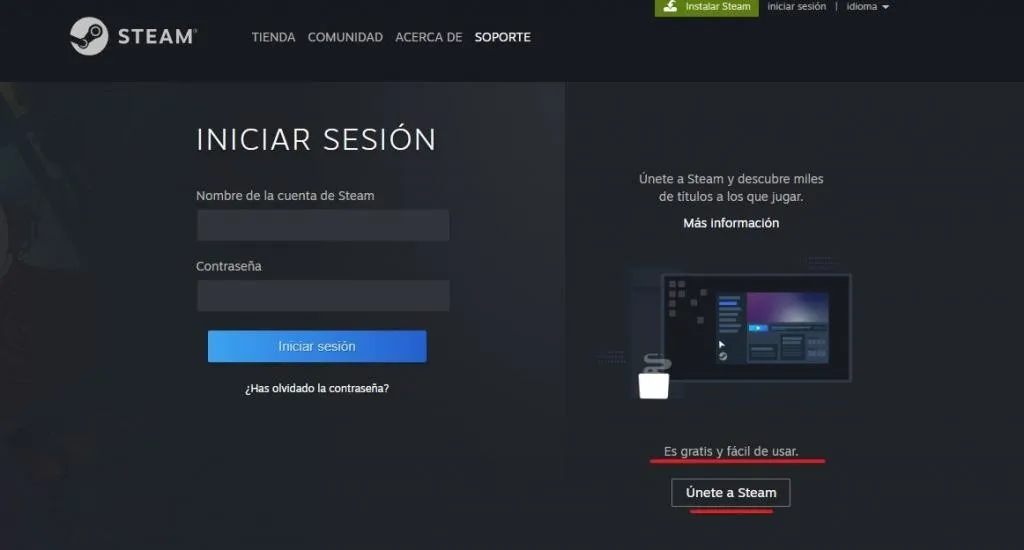 crear cuenta en steam