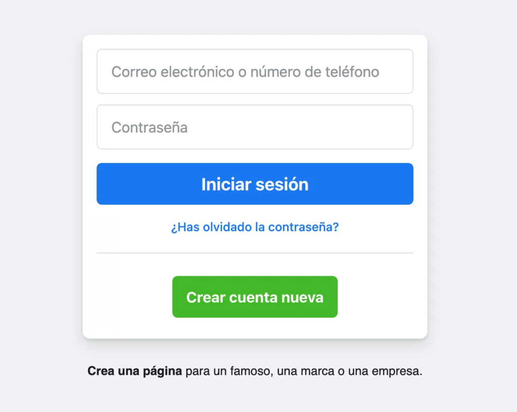 Iniciar sesión en Facebook desde el navegador