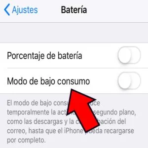 Botón que aparece al lado de “Modo de bajo consumo”.