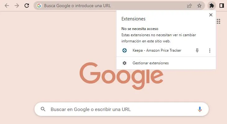 Abrir Keepa desde las extensiones