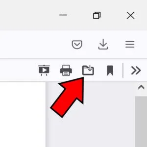 Firefox mostrando el icono del a carpeta con la flecha apuntando hacia abajo.