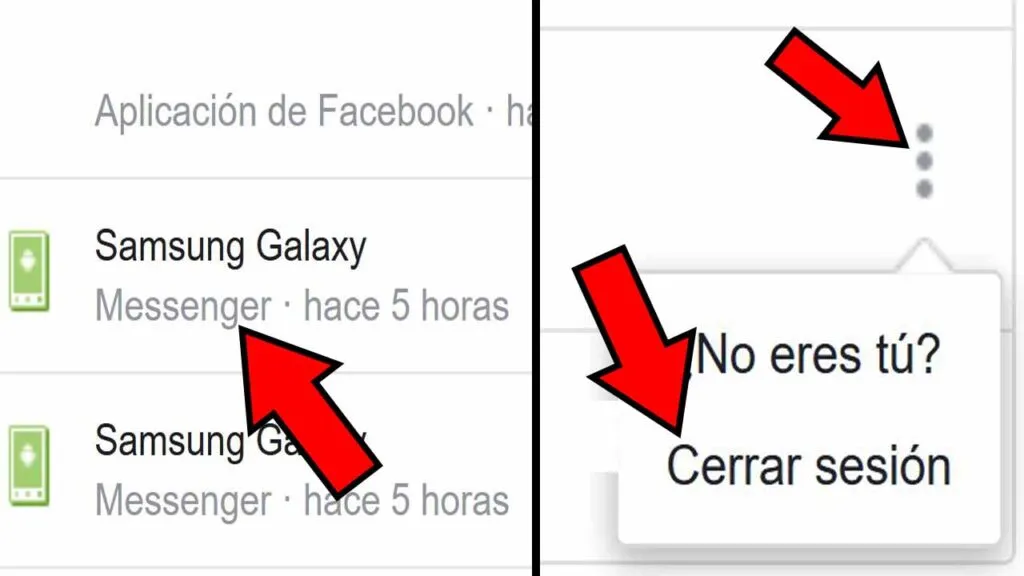 Apartado “Messenger”, icono de los tres puntos, y opción “Cerrar sesión”.