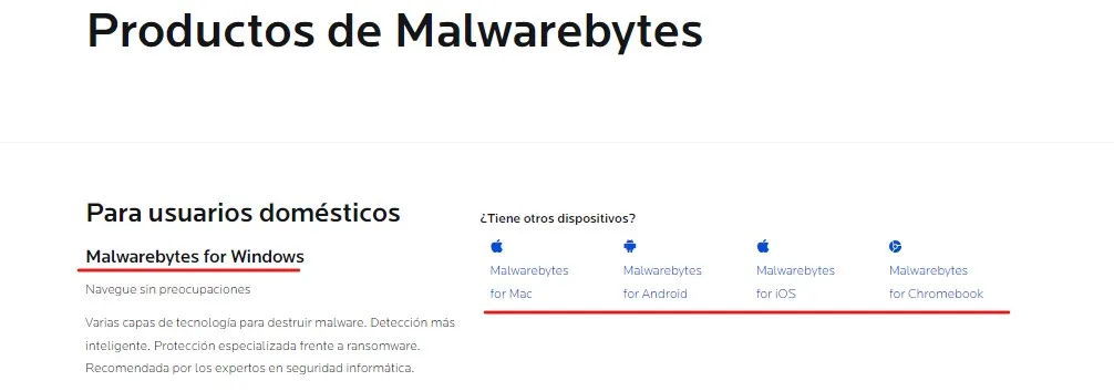 Versiones de Malware bytes