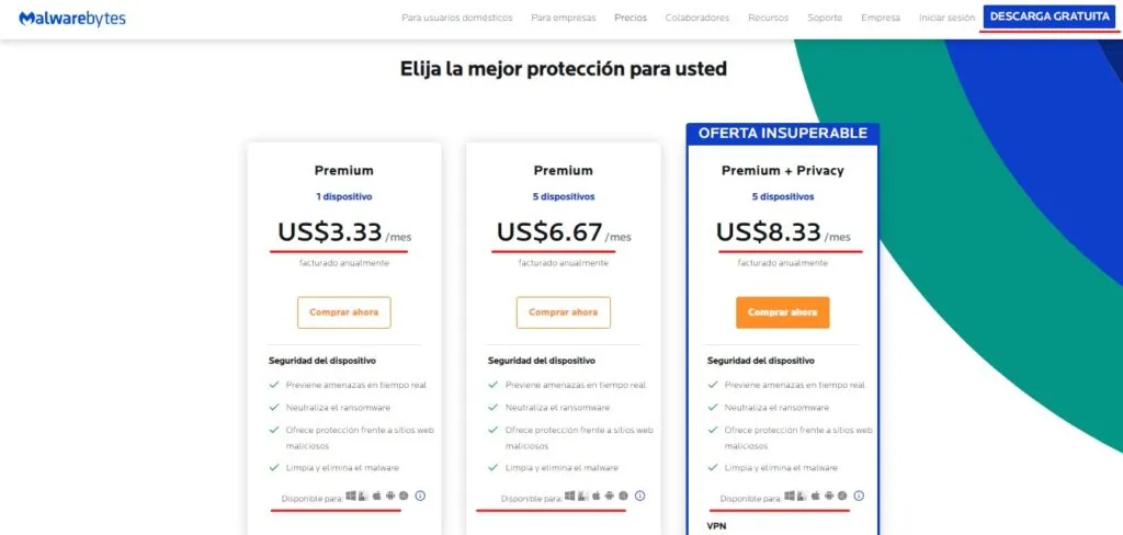 Versiones de Malwarebytes