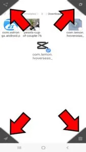 Cuatro iconos en forma de triángulo del ES File Explorer.