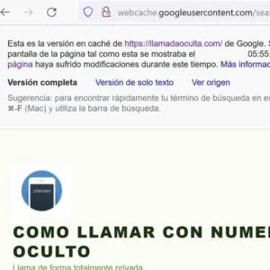 Versión cacheada por Google de Llamada Oculta.