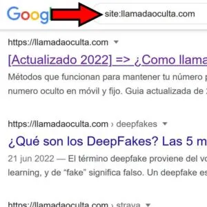 Operador “site:” escrito junto con la URL de Llamada Oculta en Google.
