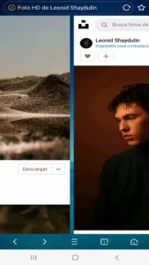 Usuario deslizando su dedo en UC Browser para volver a la página web que había visitado anteriormente.