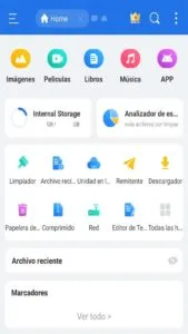Página de inicio del ES File Explorer.
