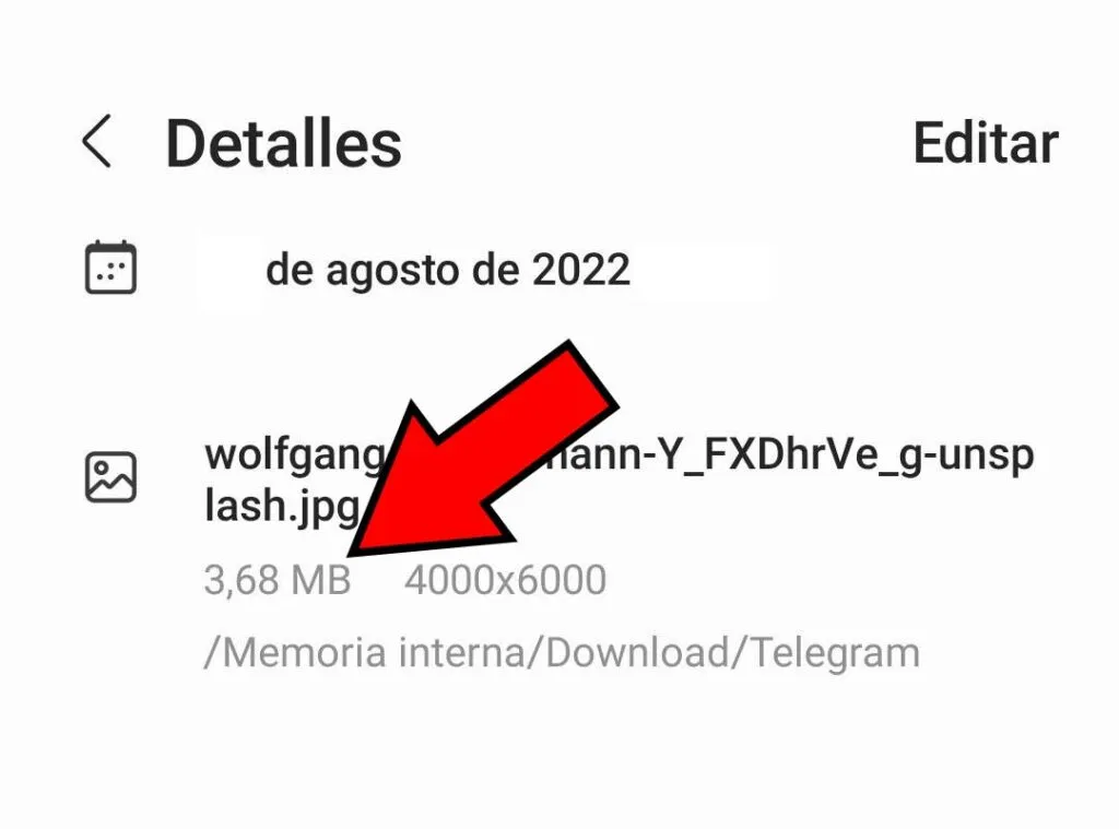 Foto sin comprimir, la cual pesa 3,6 MB.