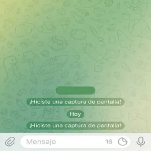 Chat secreto de Telegram indicando que alguien ha tomado una captura de pantalla.