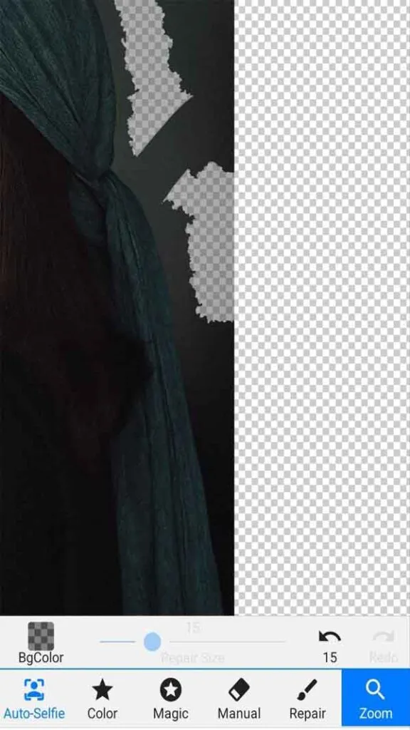 Función “Zoom” de Background Eraser.