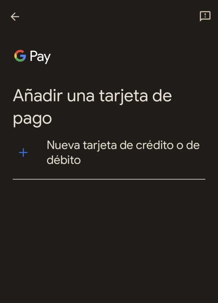 Añadir tarjeta a Google Wallet