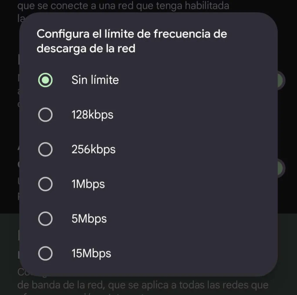 Limitar el ancho de banda de descarga en Android 13