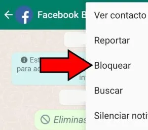 Opción “Bloquear” de WhatsApp.