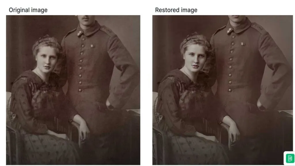 Foto antigua restaurada por la página web con la IA de GFP.