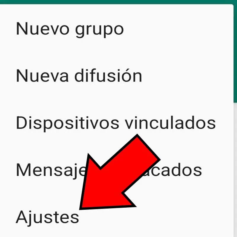 Opción “Ajustes” de WhatsApp.