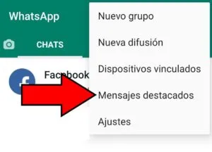 Menú mostrando el apartado “Mensajes destacados”.