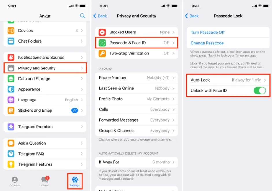 Pasos A Seguir Para Proteger Telegram Con Face ID