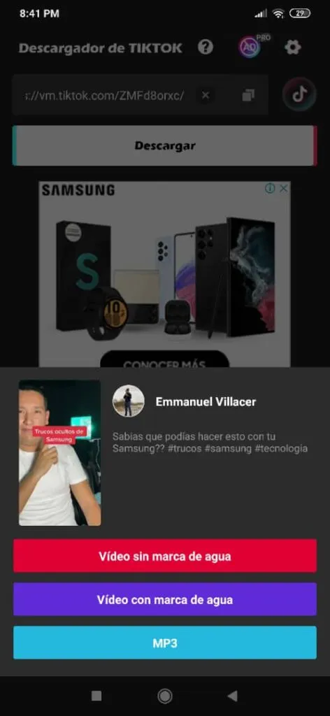 Descargar videos de tik tok