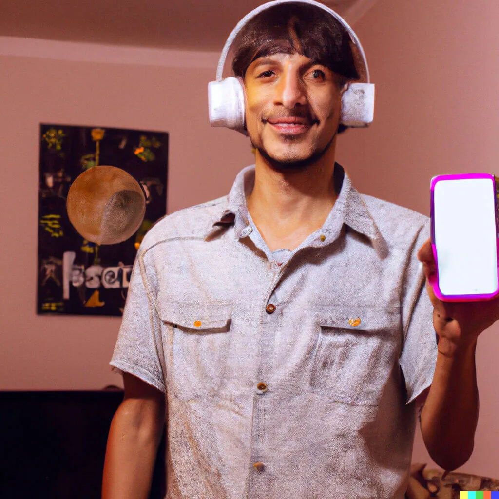 Joven descargando musica de spotify