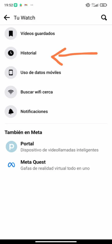 ver videos vistos en facebook anteriormente