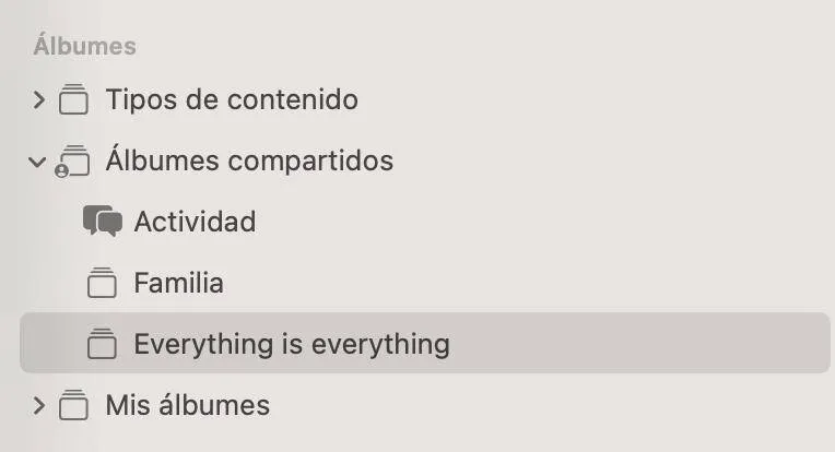 Albumes compartidos en app de Fotos en IOS