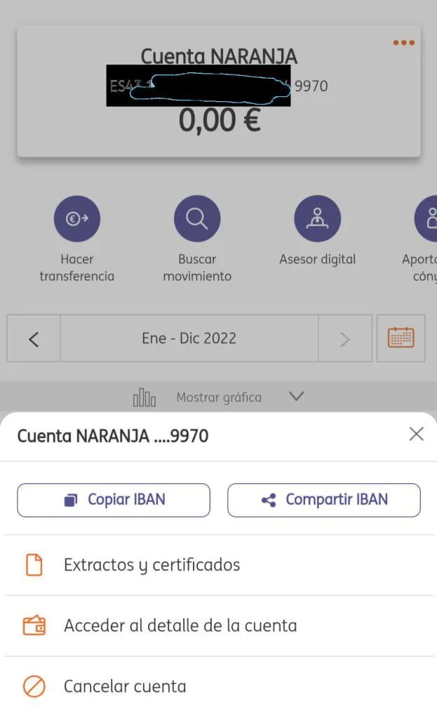 Cancelar cuenta ING desde la APP