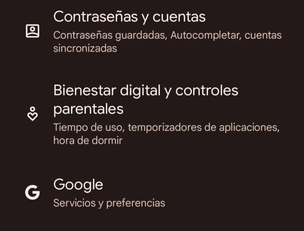 Bienestar digital, android