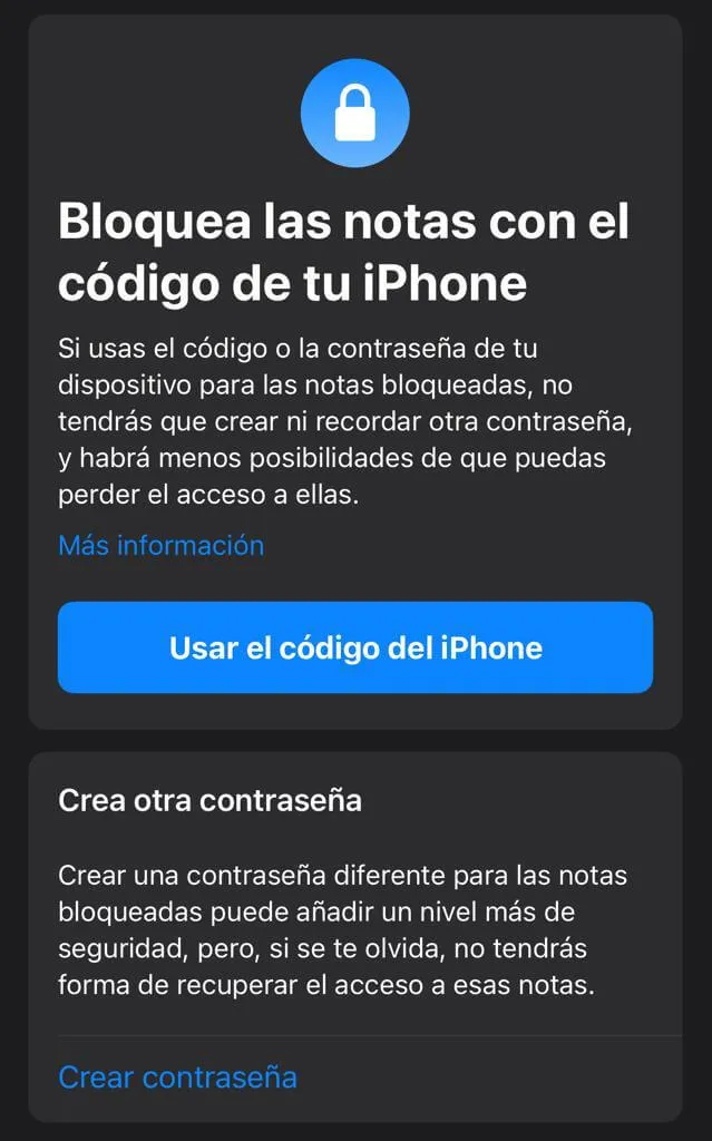 Bloquear notas con contraseña en iPHone