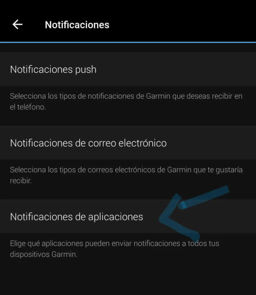 Configuración de notificaciones en Garmin Connect para Android