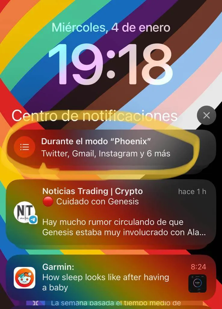 Modo concentracion notificaciones Garmin