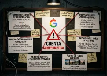 Tablero de investigación con señales de una cuenta de Google comprometida