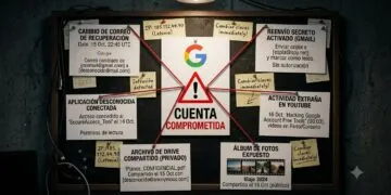 Tablero de investigación con señales de una cuenta de Google comprometida